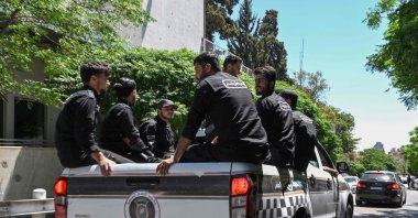 Syrian security forces deploy outside the U.S. ambassador's residence in Damascus during a visit by U.S. special envoy for Syria, Ambassador to Türkiye Thomas Barrack, May 29, 2025. (AFP Photo)