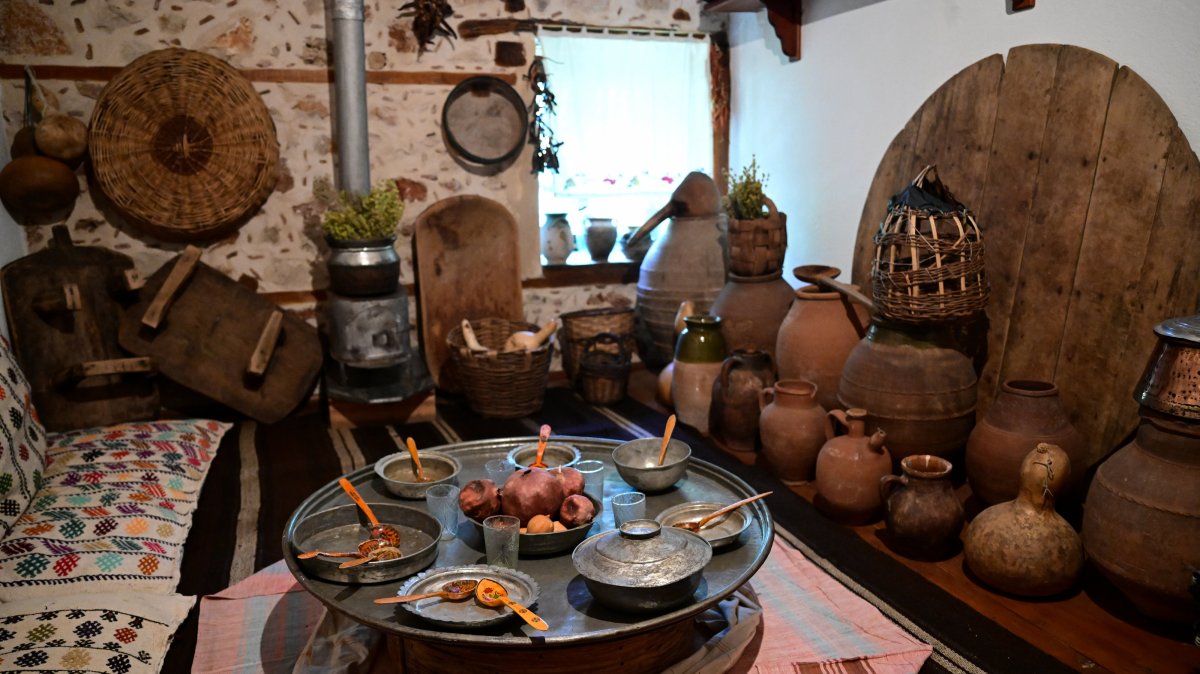 An illustration depicting the dining table and dining corner at the Akseki Ethnography Museum, Antalya, Türkiye, June 3, 2025. (AA Photo)