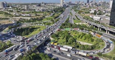 An aerial view of traffic congestion across the various streets of the city ahead of Eid al-Adha, Istanbul, Türkiye, June 5, 2025. (AA Photo)