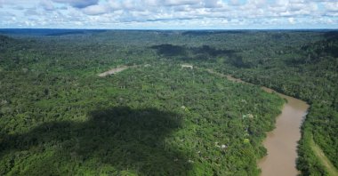 This aerial view shows the Bobonaza River in Sarayaku, in the Amazon province of Pastaza, Ecuador, May 24, 2025. (AFP Photo)