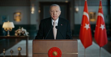 President Recep Tayyip Erdoğan delivers an Eid al-Adha message, Ankara, Türkiye, May 6, 2025. (DHA Photo)