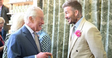 Britain&#039;s King Charles, patron of the Royal Horticultural Society (L) speaks with businessman and retired football player David Beckham as they visit the RHS Chelsea Flower Show, London, U.K., May 19, 2025. (Reuters Photo)