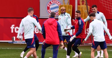 Spain&#039;s players train ahead of the Nations League match against Portugal, Munich, Germany, June 7, 2025. (EPA Photo)