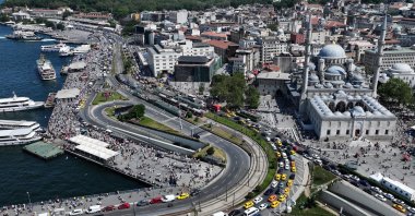 An aerial view of busy highways with heavy traffic congestion, Istanbul, Türkiye, June 7, 2025. (AA Photo)