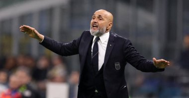 Italy coach Luciano Spalletti reacts during the Nations League quarterfinal 1st leg match against Germany at San Siro, Milan, Italy, March 20, 2025. (Reuters Photo)