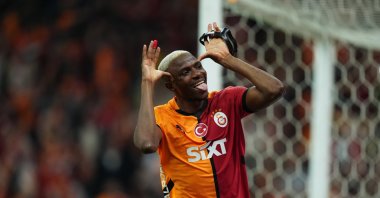 Galatasaray&#039;s Victor Osimhen celebrates after scoring during the Süper Lig match against Başakşehir, Istanbul, Türkiye, May 30, 2025. (AA Photo)