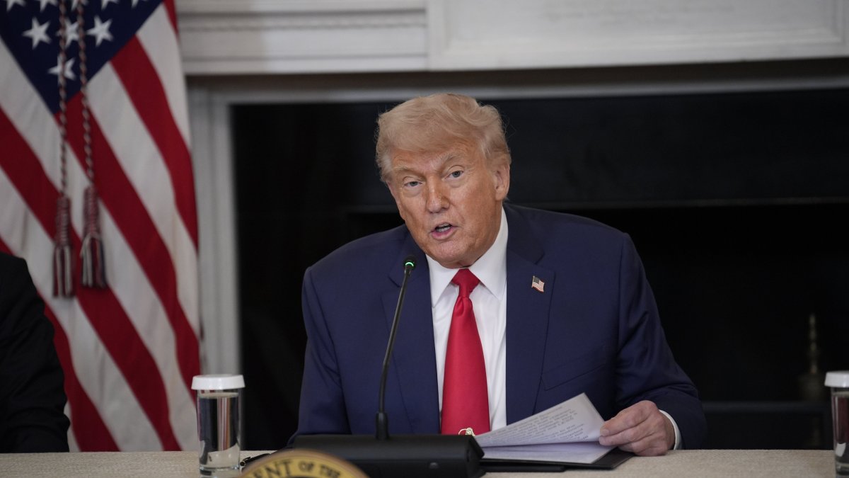 U.S. President Donald Trump participates in the Invest America Roundtable in the State Dining Room at the White House in Washington, D.C., June 9, 2025. (EPA Photo)