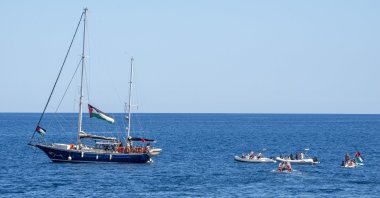 Gaza-bound aid ship Madleen leaves Sicily, Italy, June 6, 2025. (AA Photo)