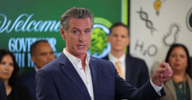 California Governor Gavin Newsom speaks as he announces the Golden State Literacy Plan and deployment of literacy coaches statewide, at Clinton Elementary School in Compton, California, U.S. June 5, 2025. (Reuters Photo)