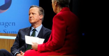 Former British Prime Minister David Cameron speaks at the Copenhagen Democracy Summit, Copenhagen, Denmark, May 13, 2025. (Reuters Photo)