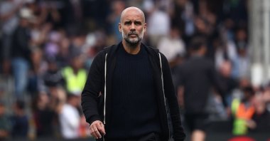 Manchester City's Spanish manager Pep Guardiola arrives ahead of kick-off in the English Premier League football match between Fulham and Manchester City at Craven Cottage, London, U.K., May 25, 2025. (AFP Photo)