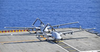 Bayraktar TB3 UCAVs are spotted during the Distinguished Observer Day of the DENİZKURDU-II/2025 Exercise, conducted by the Turkish Naval Forces in the Black Sea, Sea of Marmara, Aegean, and Eastern Mediterranean, May 19, 2025.  (AA File Photo)