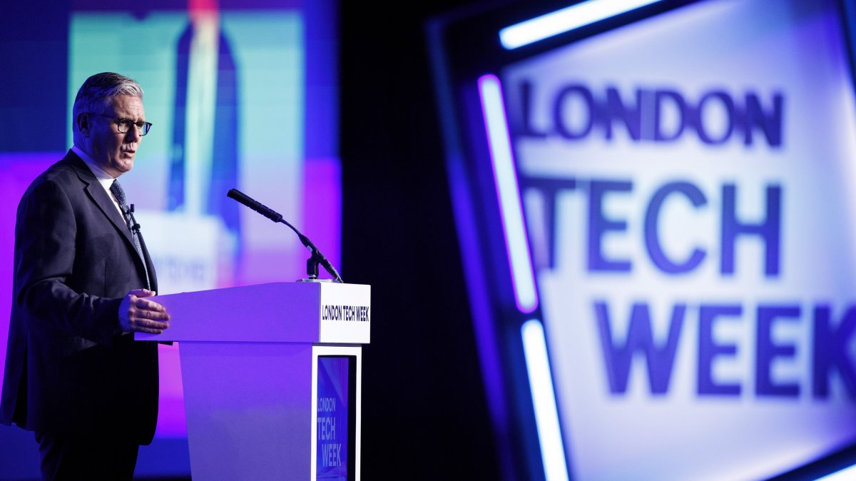 British Prime Minister Keir Starmer speaks during London Tech Week&#039;s opening keynote event, London, Britain, June 9, 2025. (EPA Photo)