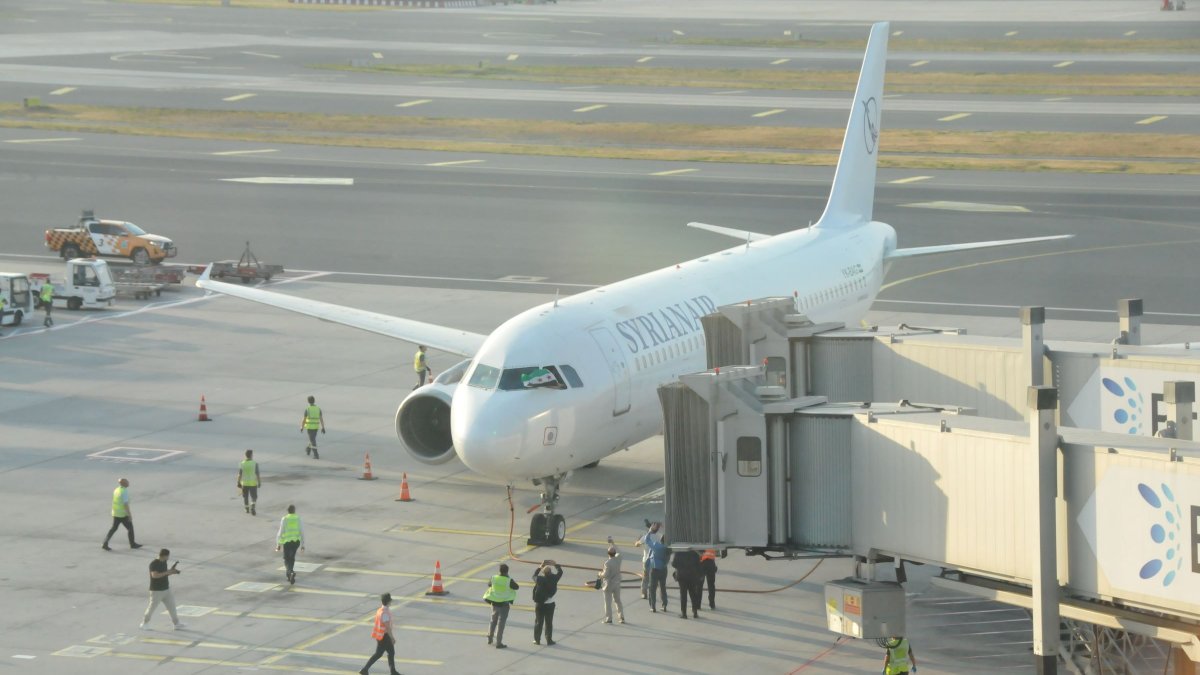 An aircraft belonging to Syrian Airlines is seen parked, Istanbul, Türkiye, June 10, 2025. (DHA Photo)