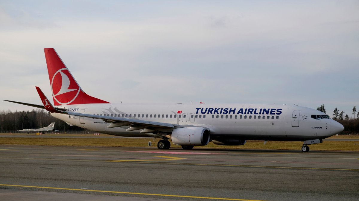 Turkish Airlines Boeing 737-800 plane TC-JVV taxies to take off in Riga International Airport, Latvia, Jan. 17, 2020. (Reuters Photo)