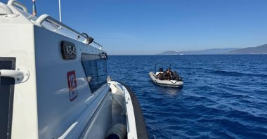 The Turkish coast guard saves 18 irregular migrants off western Izmir province's Dikili district, Türkiye, June 6, 2025 (AA Photo)