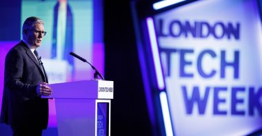 British Prime Minister Keir Starmer speaks during London Tech Week&#039;s opening keynote event, London, Britain, June 9, 2025. (EPA Photo)