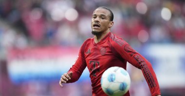 Bayern&#039;s Leroy Sane controls the ball during the German Bundesliga match between RB Leipzig and FC Bayern Munich at the Red Bull Arena, Leipzig, Germany, May 3, 2025. (AP Photo)