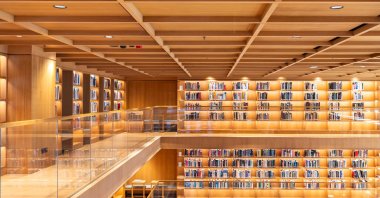 The Atatürk Culture Center Library interior, showcasing its modern design and extensive collection, Istanbul, Türkiye. (Shutterstock Photo)