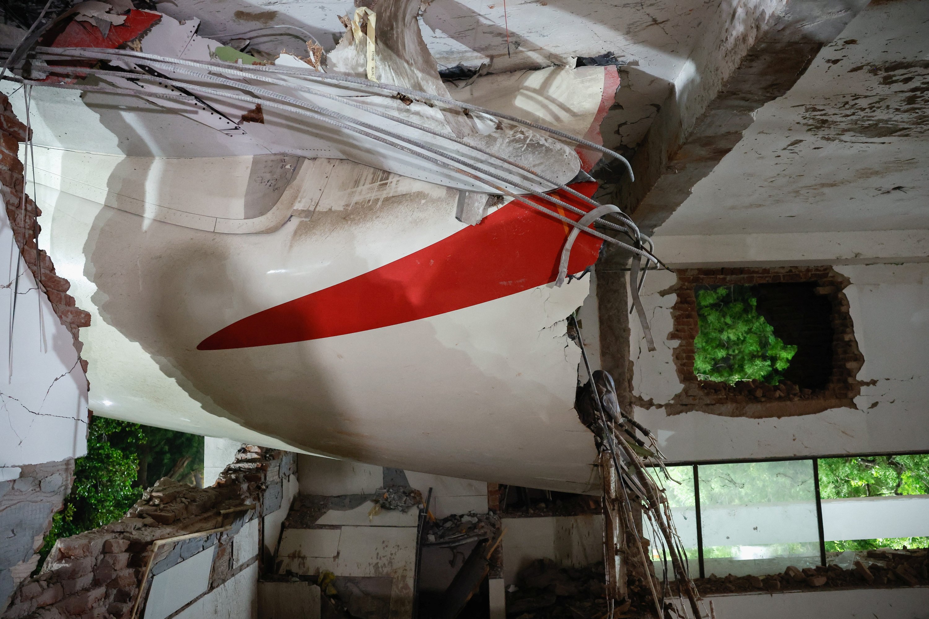 A view shows debris at the crash site after an Air India aircraft, bound for London's Gatwick Airport, crashed during take-off from an airport in Ahmedabad, India, June 12, 2025. (Reuters Photo)