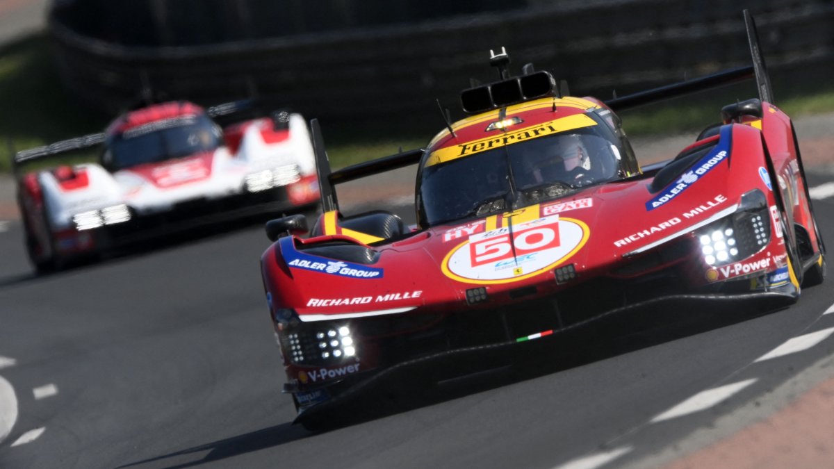 Team Ferrari AF Corse&#039;s Danish driver Nicklas Nielsen steers his hypercar during the first free practice session for the 2025 Le Mans 24-hour endurance race at the Le Mans circuit, Le Mans, France, June 11, 2025. (AFP Photo)