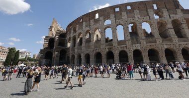 Tourists wait in a queue to enter the Colosseum in Rome, Italy, Aug. 6, 2021. (AP File Photo)