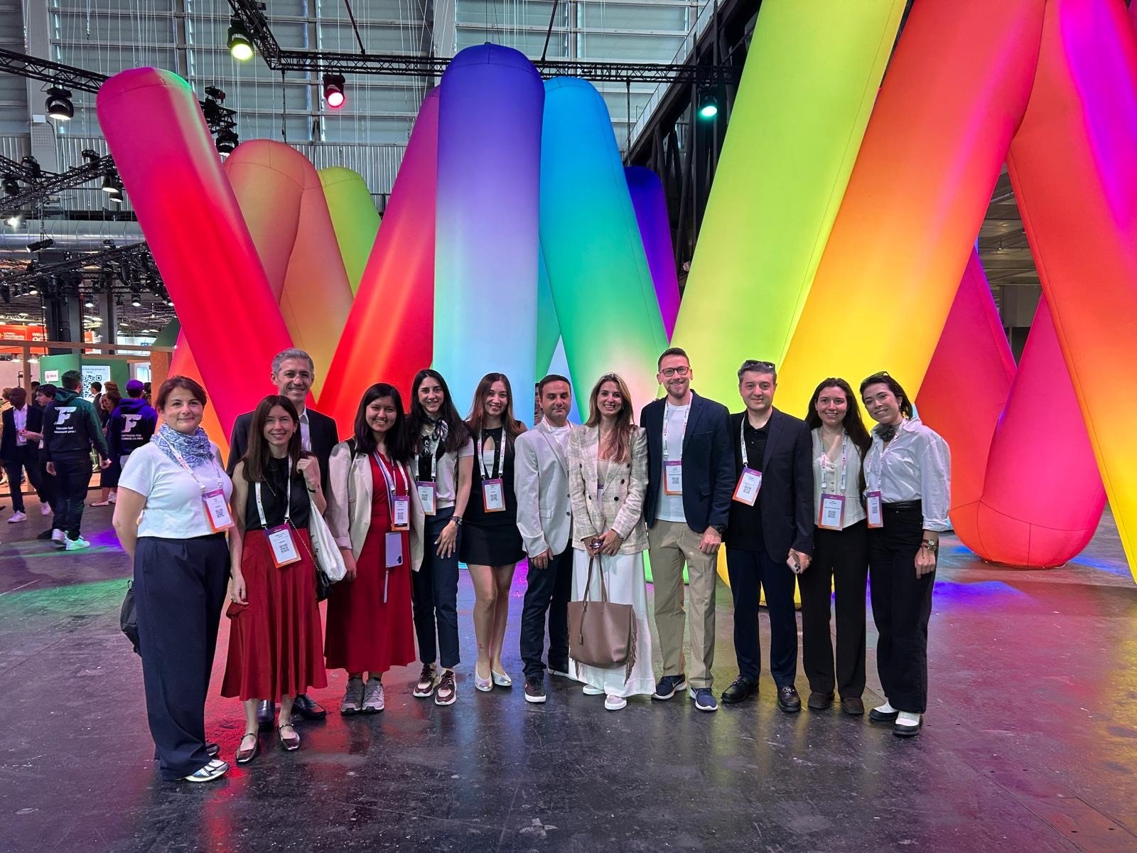 Members of startups supported by the PharmUp Entrepreneurship Program pose for a photo during the VivaTech technology startups and innovation fair, Paris, France, June 11, 2025. (DHA Photo)
