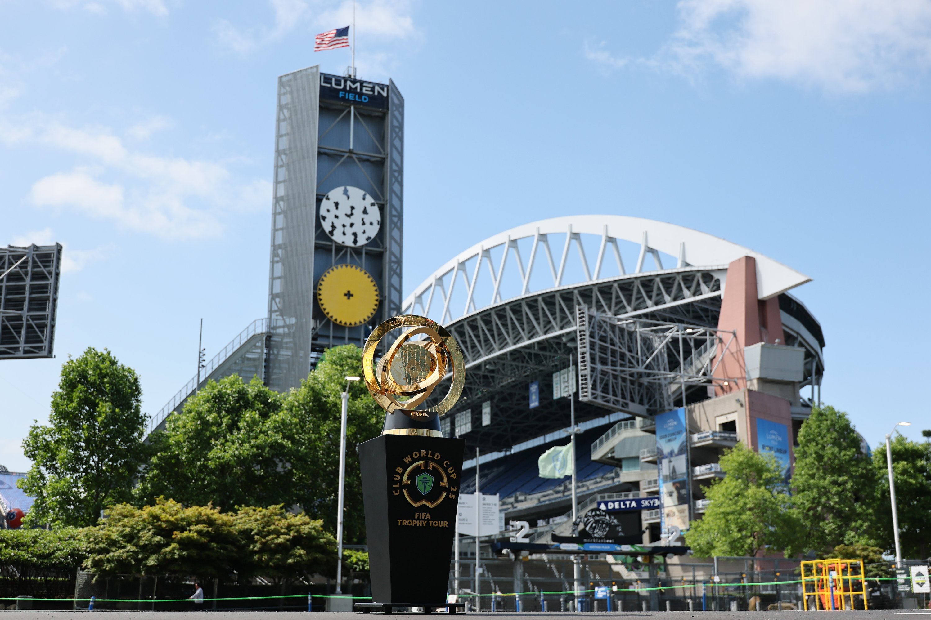 FIFA World Cup Trophy is displayed at Lumen Field, Seattle, U.S., June 1, 2025. (Getty Images Photo)