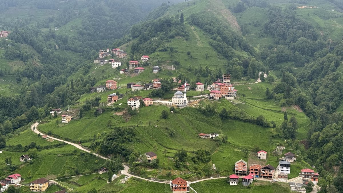 An aerial view of the scattered settlements in the lush green villages of the Ardeşen district, Rize, Türkiye, June 11, 2025. (AA Photo)
