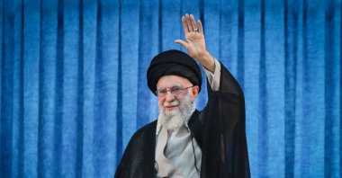Iran&#039;s Supreme Leader Ayatollah Ali Khamenei waves during the 36th anniversary of the death of the leader of Iran&#039;s 1979 Islamic Revolution, Ayatollah Ruhollah Khomeini, at Khomeini&#039;s shrine, Tehran, Iran, June 4, 2025. (Reuters Photo)
