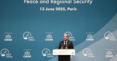 French Minister for Europe and Foreign Affairs Jean-Noel Barrot delivers a speech during a conference dubbed 'Paris Call for the Two-State Solution, Peace and Regional Security' at the French Economic, Social and Environmental Council (CESE) in Paris, France, June 13, 2025. (EPA Photo)