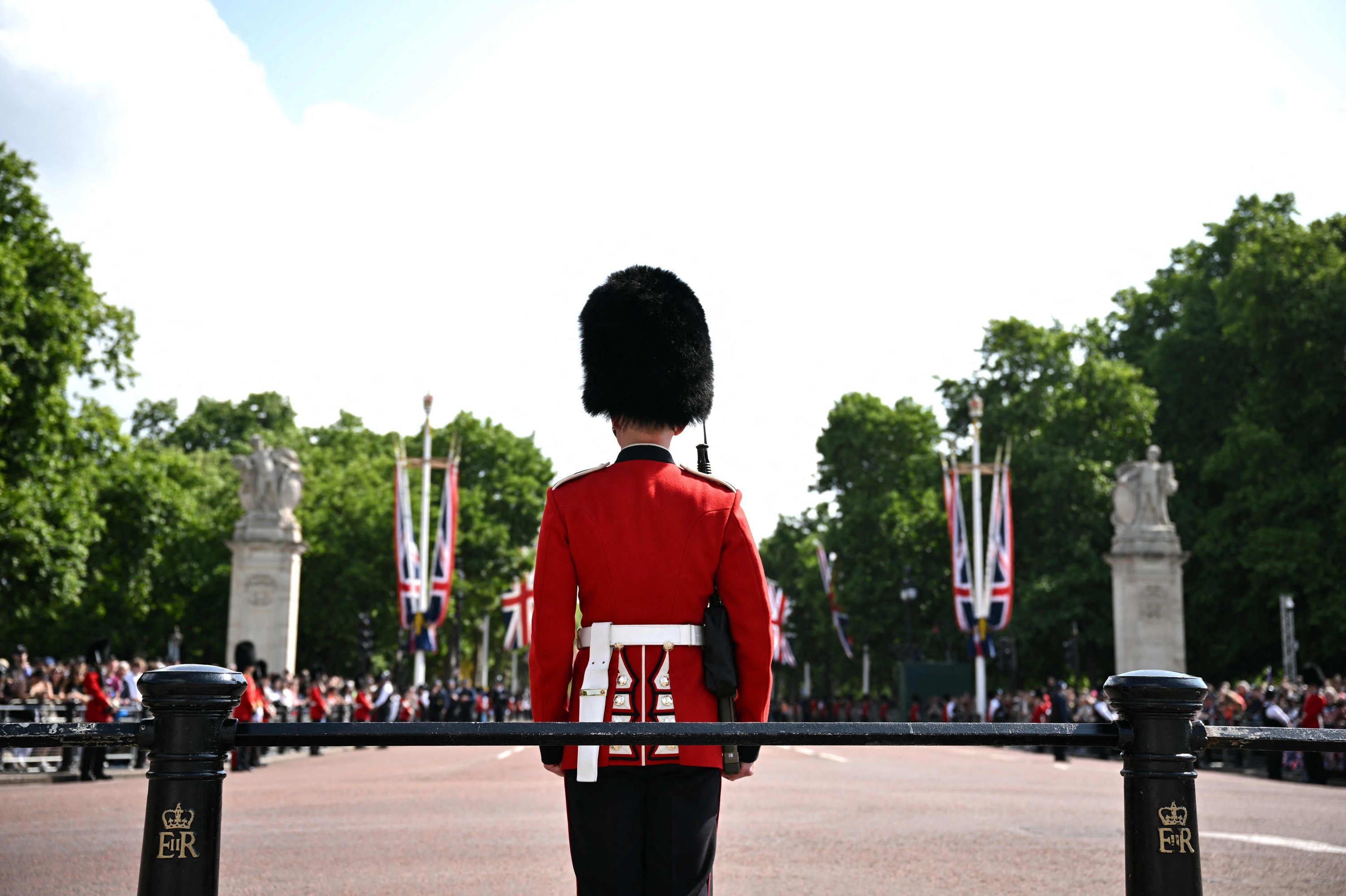 A soldier of the Household Division stands guard ahead of the King's Birthday Parade 