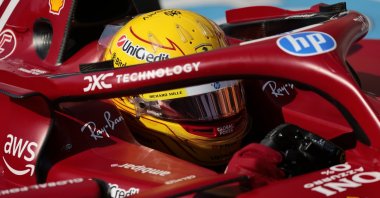 Scuderia Ferrari driver Lewis Hamilton of Britain during qualifying for the Canadian Formula 1 Grand Prix at the Circuit Gilles-Villeneuve, Montreal, Canada, June 14, 2025. (EPA Photo)
