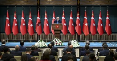 President Recep Tayyip Erdoğan speaks to reporters after a Cabinet meeting in the capital Ankara, June 16, 2025. (AA Photo)