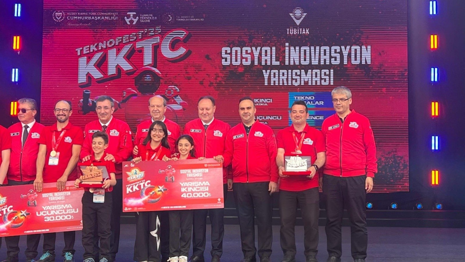 Students receiving an award during Teknofest in Lefkoşa (Nicosia), TRNC, May 4, 2025.
