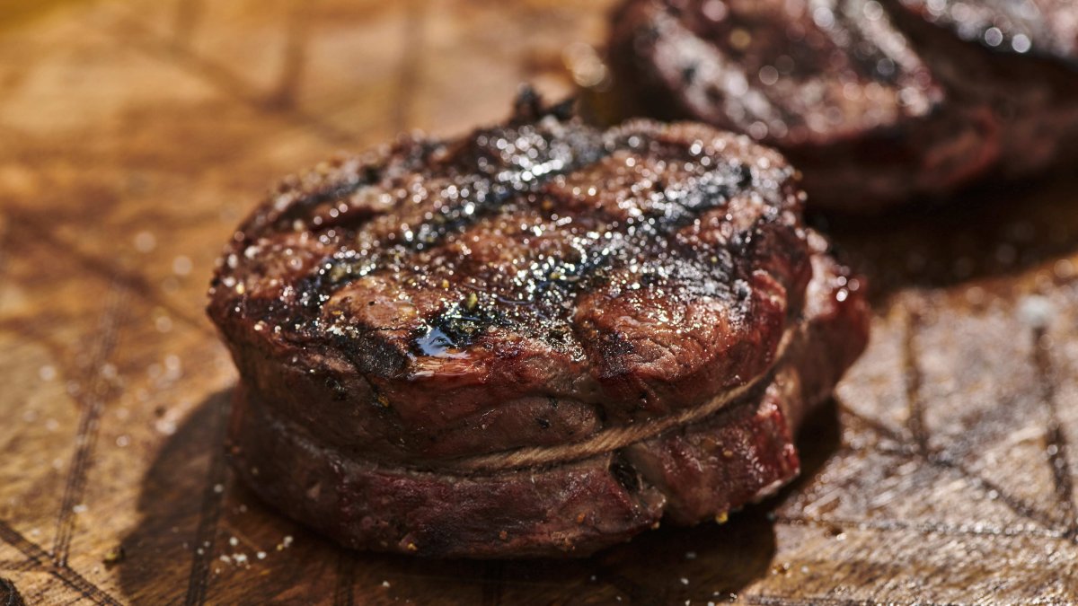 A grilled filet mignon with cross-hatch marks, New Milford, U.S., July 2022. (AP Photo)
