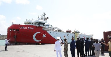 The Oruç Reis seismic exploration vessel is seen while departing Somalia, June 16, 2025. (Energy and Natural Resources Ministry via AA Photo)