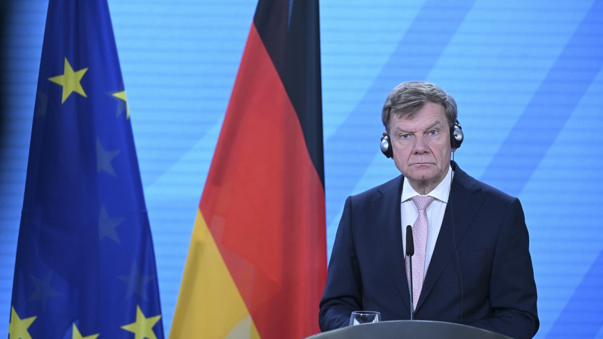 German Foreign Minister Johann Wadephul looks on during a news press conference with his Jordanian counterpart Ayman Safadi (not pictured), at the Federal Foreign Office in Berlin, Wednesday June 18, 2025. (AA Photo)