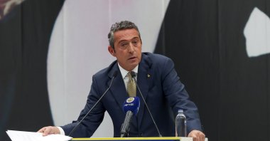 Fenerbahçe Club President Ali Koç speaks during the High Council Board meeting at the Fenerbahçe Faruk Ilgaz Facilities, Istanbul, Türkiye, Nov. 7, 2023. (AA Photo)