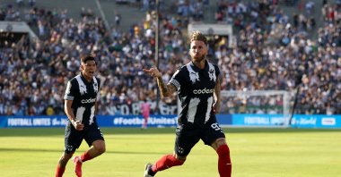 Monterrey&#039;s Sergio Ramos celebrates scoring his team&#039;s first goal during the FIFA Club World Cup 2025 group E match between CF Monterrey and Inter Milan at Rose Bowl Stadium, Pasadena, U.S., June 17, 2025. (AFP Photo)