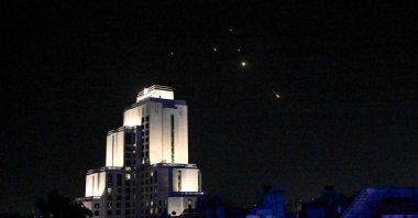 Iranian missiles fired toward Israel are pictured in the sky over Damascus, Syria, June 18, 2025. (AFP Photo)