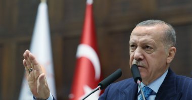 President Recep Tayyip Erdoğan speaks during the Justice and Development Party&#039;s (AK Party) parliamentary group meeting, Ankara, Türkiye, June 18, 2025. (AA Photo)