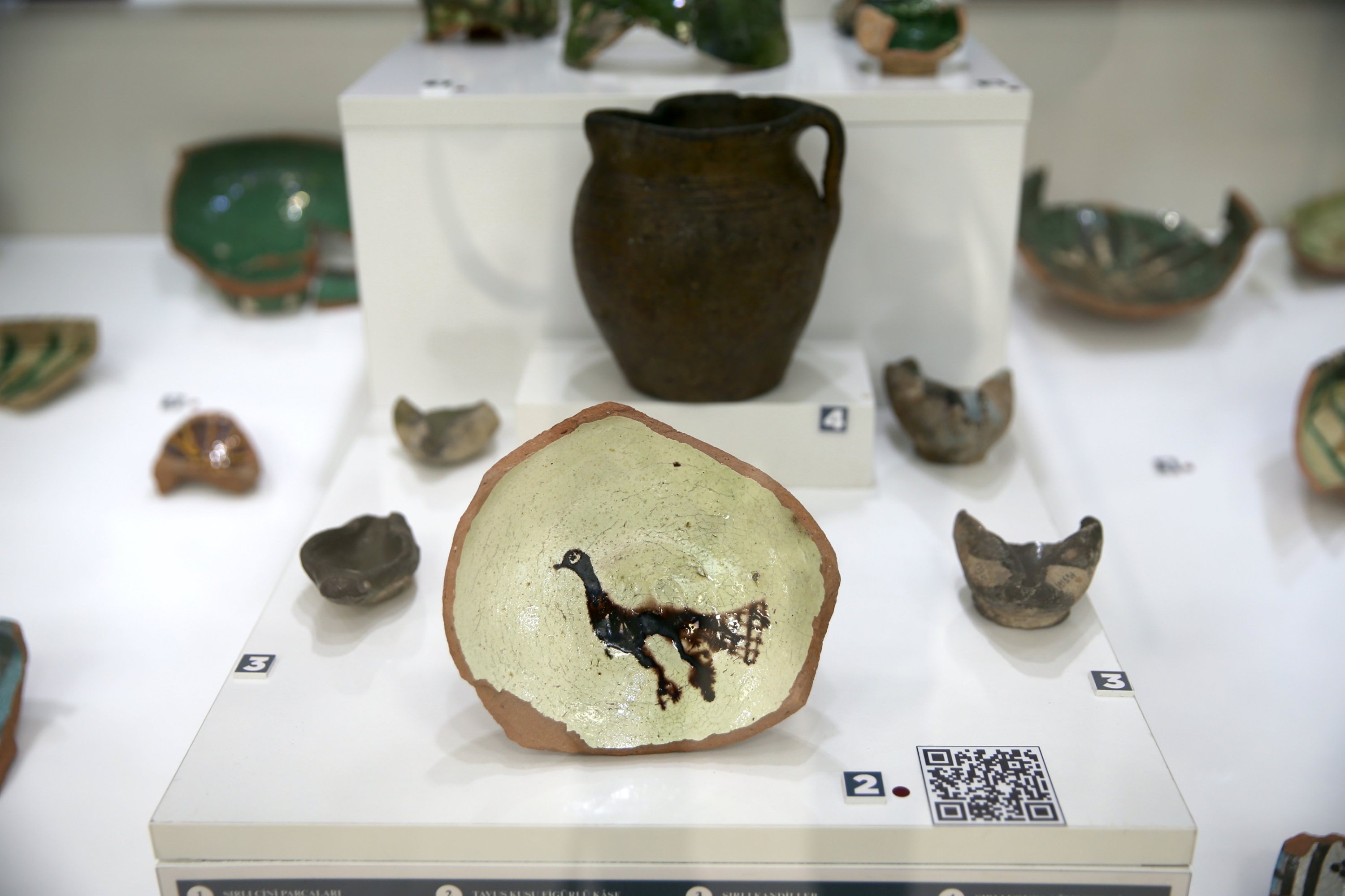 Examples of artifacts uncovered during excavations at the Ani Archaeological Site, now exhibited at the Kars Museum, Kars, Türkiye, June 6, 2025. (AA Photo)