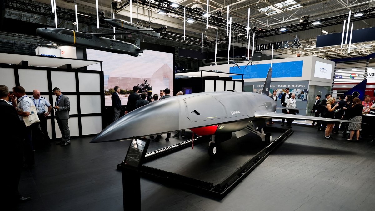 An Anduril Industries Fury autonomous air vehicle (AAV) is displayed at the 55th International Paris Air Show at Le Bourget Airport near Paris, France, June 17, 2025. (Reuters Photo)