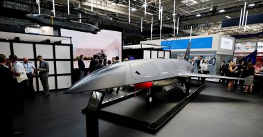 An Anduril Industries Fury autonomous air vehicle (AAV) is displayed at the 55th International Paris Air Show at Le Bourget Airport near Paris, France, June 17, 2025. (Reuters Photo)