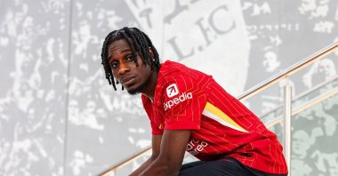 Jeremie Frimpong new signing of Liverpool, at AXA Training Centre, Kirkby, U.K., May 30, 2025. (Getty Images Photo)