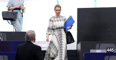 European Union High Representative for Foreign Affairs and Security Policy Kaja Kallas arrives for a debate at the European Parliament, Strasbourg, France, June 18, 2025. (AFP Photo)