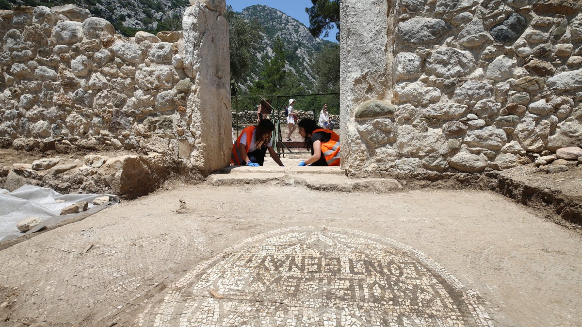 New mosaics revealed at the ancient city of Olympos, Antalya, Türkiye, June 12, 2025. (AA Photo)