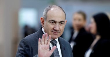 Armenian Prime Minister Nikol Pashinyan waves as he arrives to attend the Artificial Intelligence (AI) Action Summit at the Grand Palais in Paris, France, Feb. 11, 2025. (Reuters Photo)