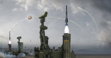 This illustration photo shows Hisar missiles launching from autonomous launching systems. (AA Photo)